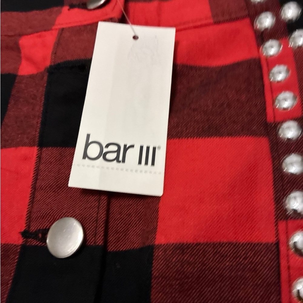 Bar III Red and Black Plaid Skirt New 14 - Picture 3 of 5